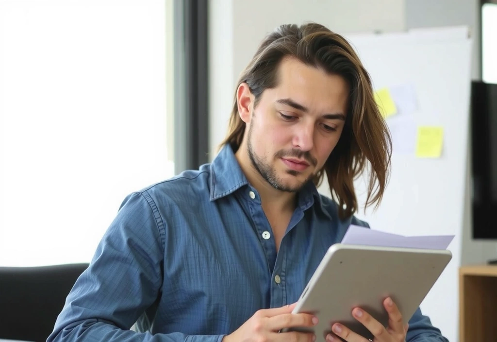 Persona leyendo un documento legal en una tableta